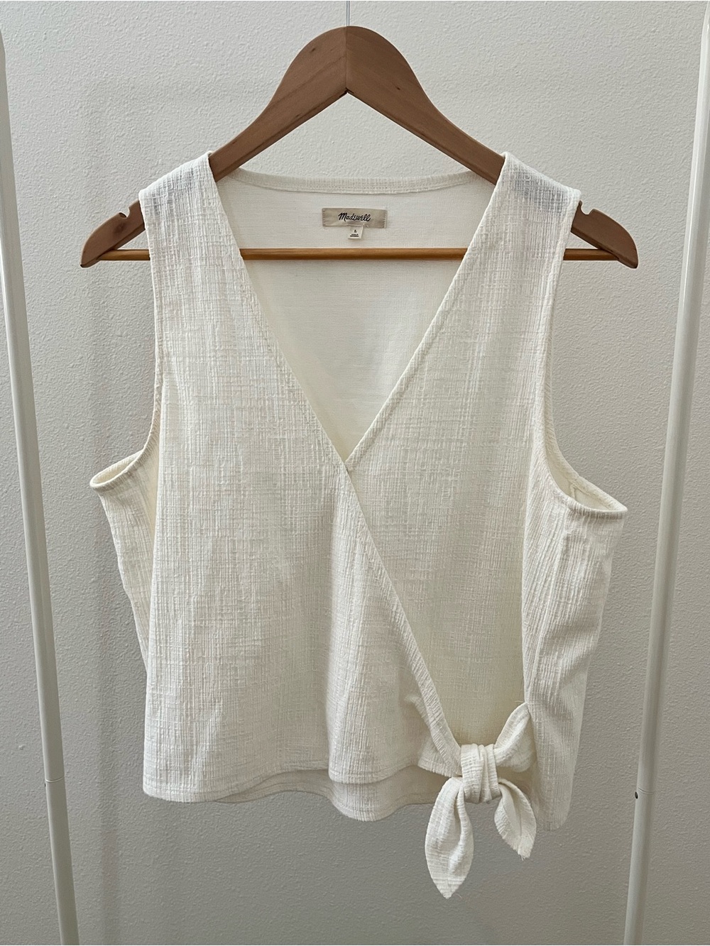 Madewell Cream Tie-Side Textured Wrap Tank, Size L